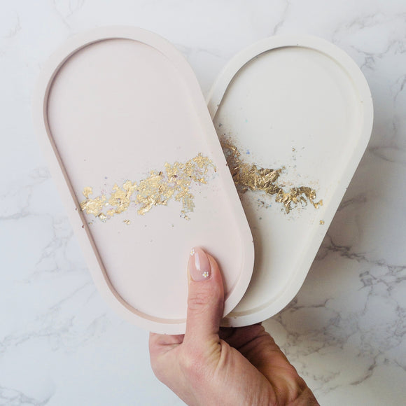 Luxe Catchall Tray | Jewelry Tray | Oval with Sparkle & Gold